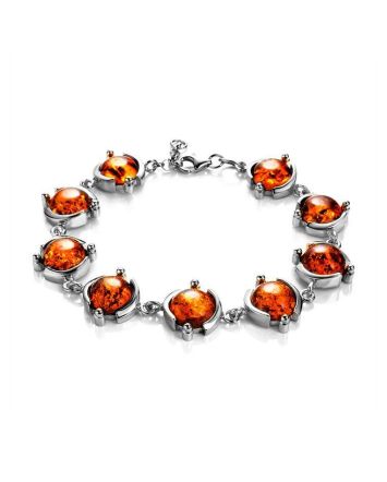 Cognac Amber Link Bracelet In Silver, image 