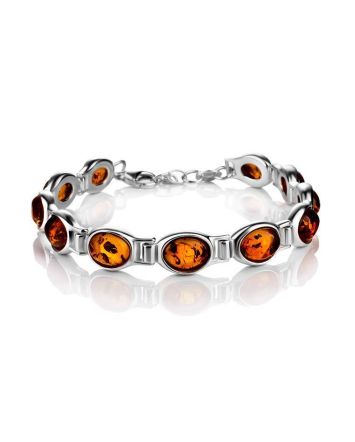 Cognac Amber Bracelet In Sterling Silver The Soprano, image 