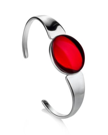 Fantastic Red Amber Cuff In Sterling Silver The Sangria, image 