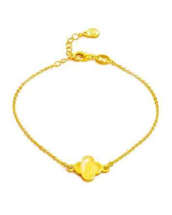 Gold-Plated Chain Bracelet With Honey Amber The Monaco, image 