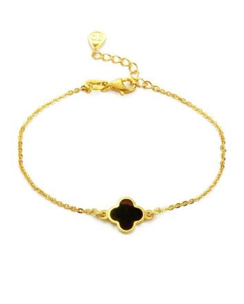 Gold-Plated Chain Bracelet With Clover Shaped Amber The Monaco, image 