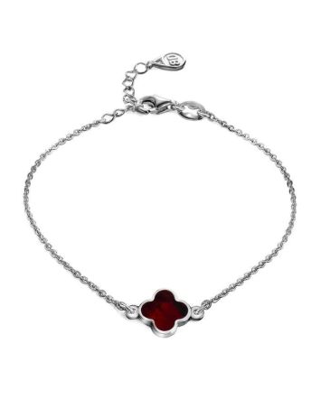 Thin Silver Chain Bracelet With Cherry Amber The Monaco, image 