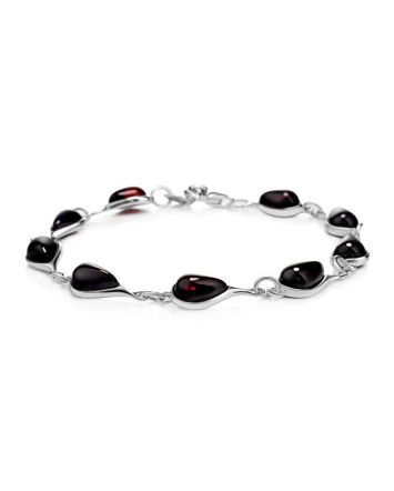 Silver Link Bracelet With Cherry Amber The Fiori, image 