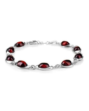 Cherry Amber Silver Link Bracelet, image 