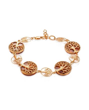 The Tree Of Life Bracelet Made in Amber And Gold-Plated Silver, image 