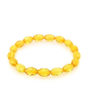 Faceted Lemon Amber Beaded Bracelet, image 