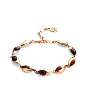 Gold Plated Amber Link Bracelet The Peony, image 