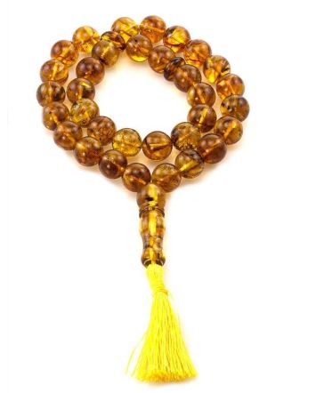 Islamic 33 Cognac Amber Prayer Beads, image 