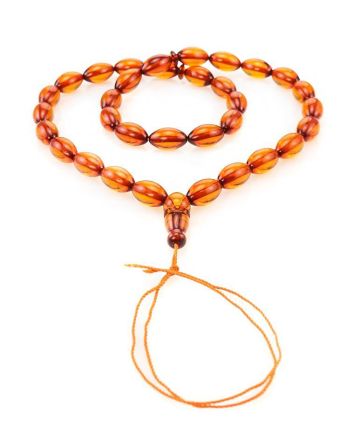 Islamic 33 Cognac Amber Prayer Beads, image 
