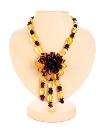 Two-Toned Amber Floral Necklace The Anemone, image 