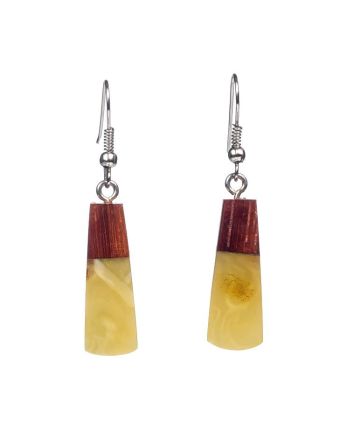 Handmade Amber Dangle Earrings With Padauk Wood The Indonesia, image 