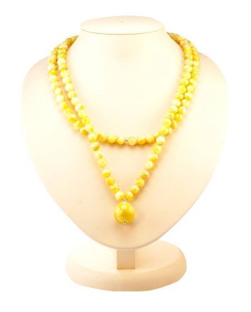 Double Strand Amber Ball Beaded Necklace With Pendant The Ariadna, image 