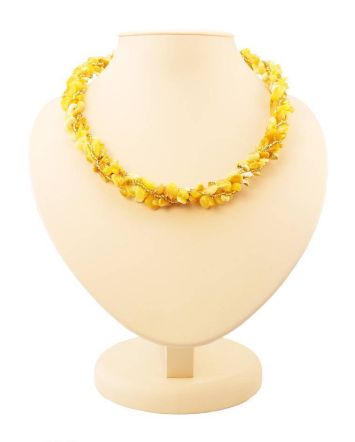 Honey Amber Necklace With Glass Beads The Fable, image 