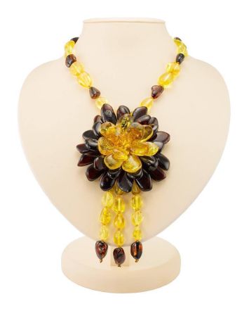 Amber Floral Necklace With Dangles The Anemone, image 