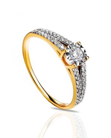 Statement 41 Stone Diamond Ring In White And Yellow Gold, Ring Size: 8 / 18, image 