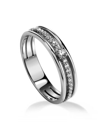 White Gold Ring With Diamond Pavé, Ring Size: 6 / 16.5, image 