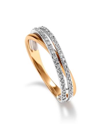 Classy Diamond Ring In White And Yellow Gold, Ring Size: 7 / 17.5, image 