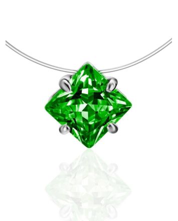 Invisible Necklace With Green Crystal Pendant The Aurora, image 