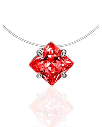 Invisible Necklace With Red Crystal The Aurora, image 