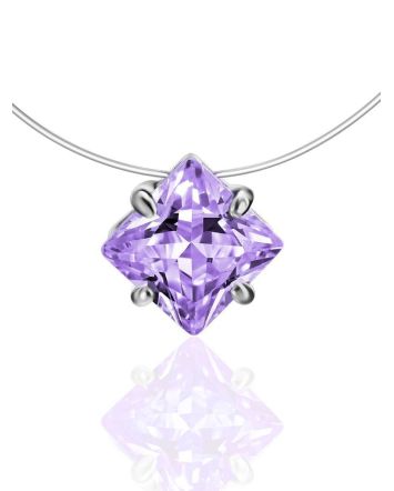Invisible Necklace With Lilac Crystal The Aurora, image 