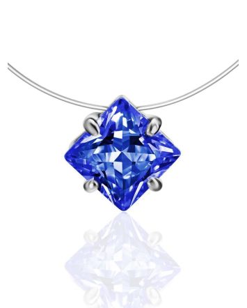 Invisible Necklace With Blue Crystal The Aurora, image 