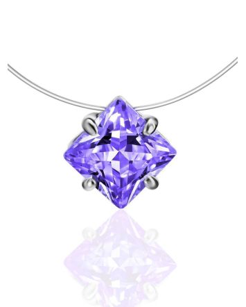 Invisible Necklace With Violet Crystal The Aurora, image 