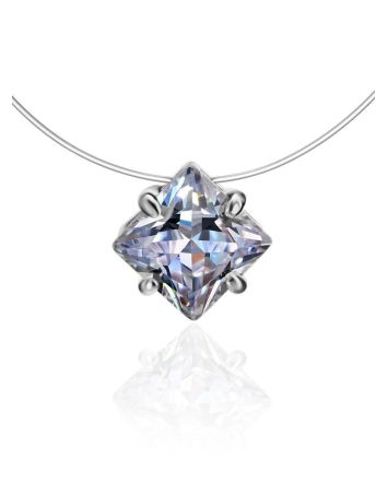 Invisible Necklace With Square Crystal The Aurora, image 