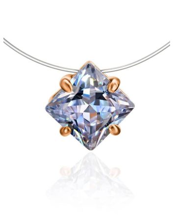 Invisible Necklace With Crystal In Gold The Aurora, Length: 40, image 