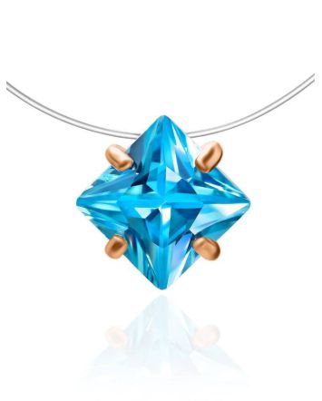 Invisible Necklace With Blue Crystal In Gold The Aurora, Length: 42, image 