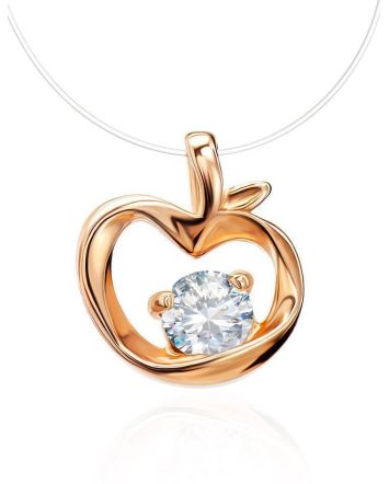Apple Motif Gold Crystal Pendant Necklace The Aurora, Length: 41, image 