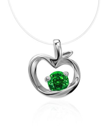 Invisible Necklace With Green Crystal The Aurora, image 