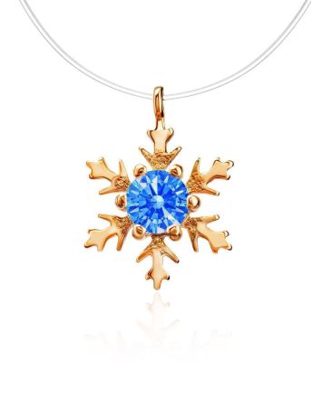 Invisible Necklace With Blue Crystal Snowflake The Aurora, Length: 39, image 
