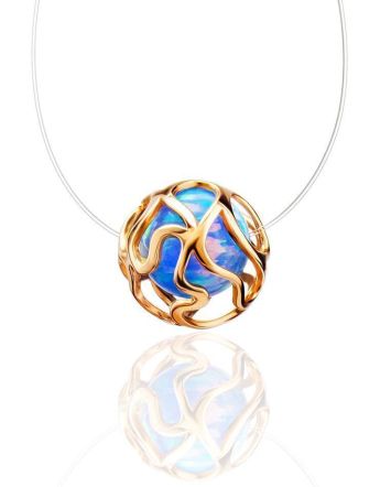 Invisible Necklace With Synthetic Opal In Gold The Aurora, Length: 40, image 