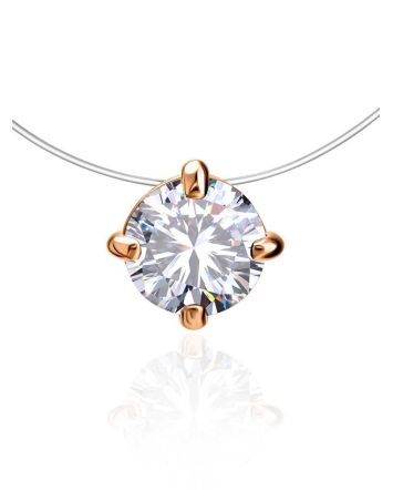 Bright White Crystal Invisible Necklace The Aurora Collection, Length: 42, image 