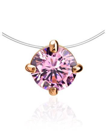 Invisible Necklace With Pink Crystal In Gold The Aurora, Length: 42, image 