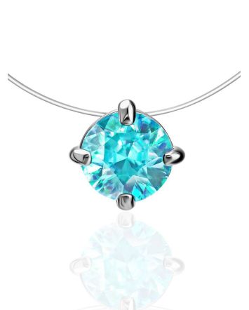 Invisible Necklace With Light Blue Crystal The Aurora, image 