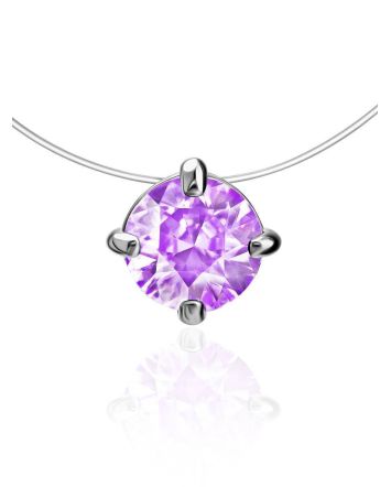 Invisible Necklace With Lilac Crystal The Aurora, image 