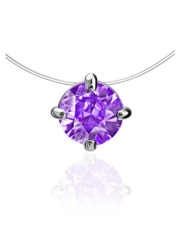 Invisible Necklace With Violet Crystal The Aurora, image 
