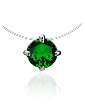 Invisible Chain Necklace With Green Crystal The Aurora, image 