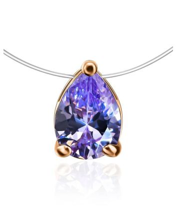 Invisible Necklace With Teardrop Crystal In Gold The Aurora, Length: 42, image 