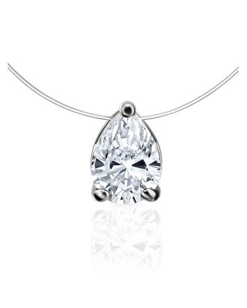 Invisible Necklace With White Crystal Pendant The Aurora, image 