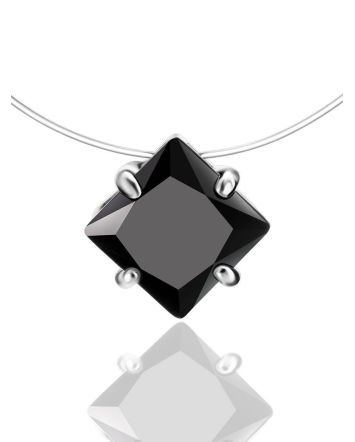 Invisible Necklace With Square Black Crystal The Aurora, image 