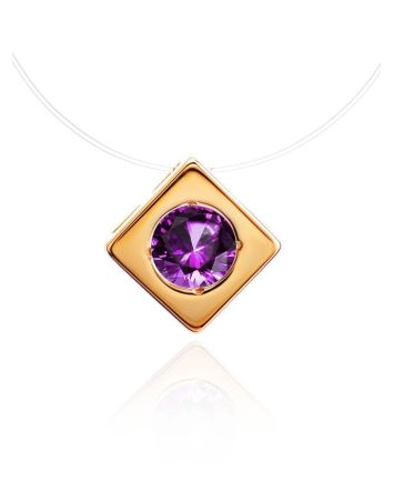 Invisible Necklace With Square Golden Pendant The Aurora, Length: 40, image 