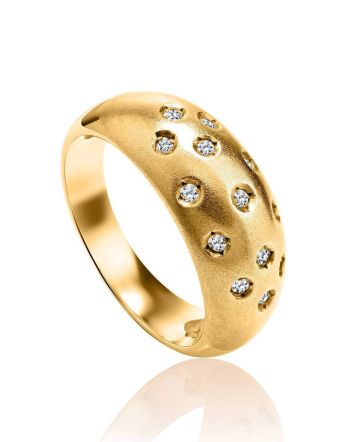 Glamorous Golden Ring With Diamonds, Ring Size: 9 / 19, image 