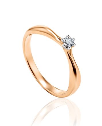 Golden Ring With Solitaire Diamond, Ring Size: 5.5 / 16, image 