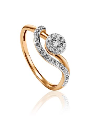 Elegant Curvy Diamond Ring In Gold, Ring Size: 6 / 16.5, image 