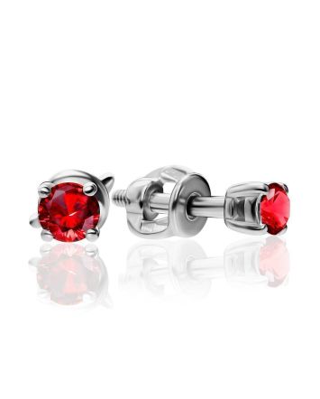 Red Crystal Stud Earrings In Silver The Aurora, image 