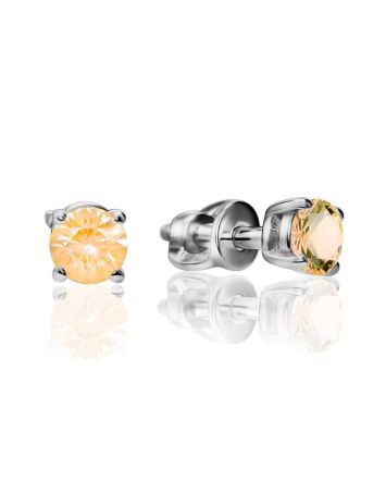 Champagne Crystal Stud Earrings In Silver, image 