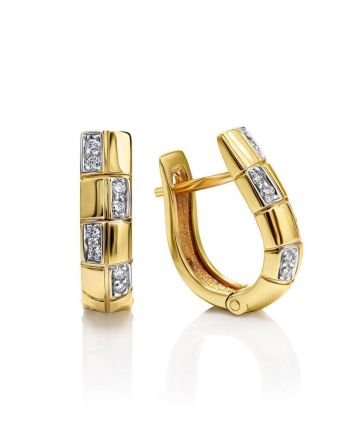 Stylish Diamond Earrings In Gold, image 