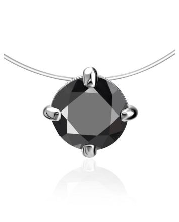 Invisible Necklace With Black Crystal Pendant The Aurora, image 